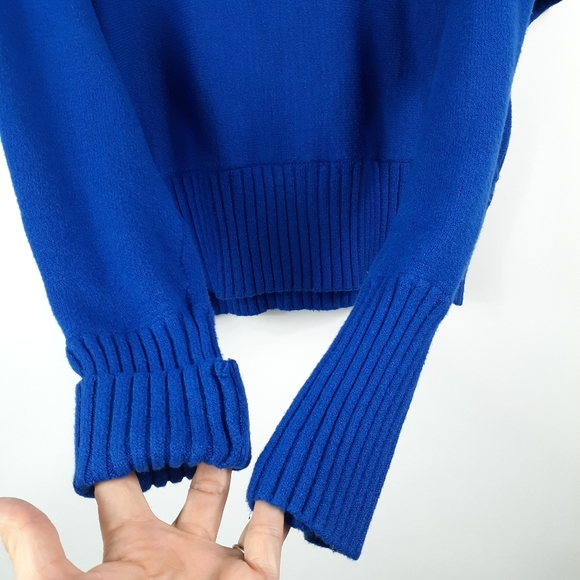 INC Blue Cowl Neck Fold Over Turtleneck Dolman Cro - Picture 5 of 11